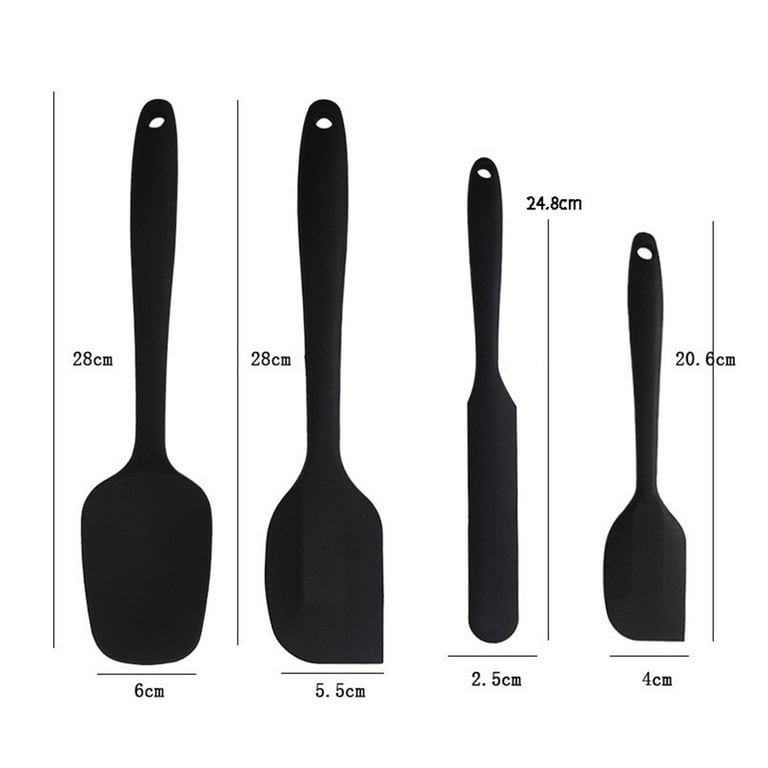 Grandest Birch 4pcs Mixing Scrapers Food Grade Heat Resistant Silicone All-Purpose Cooking Mixing Scraper Kitchen Gadget for Home, Size: 28, Black