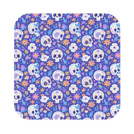

Salouo flower Skull cartoon Print Round Coaster Drink Coasters Leather Bar Beer Beverage Coasters for Drinks Set of 4 for Tabletop Protection Coffee Table Decor