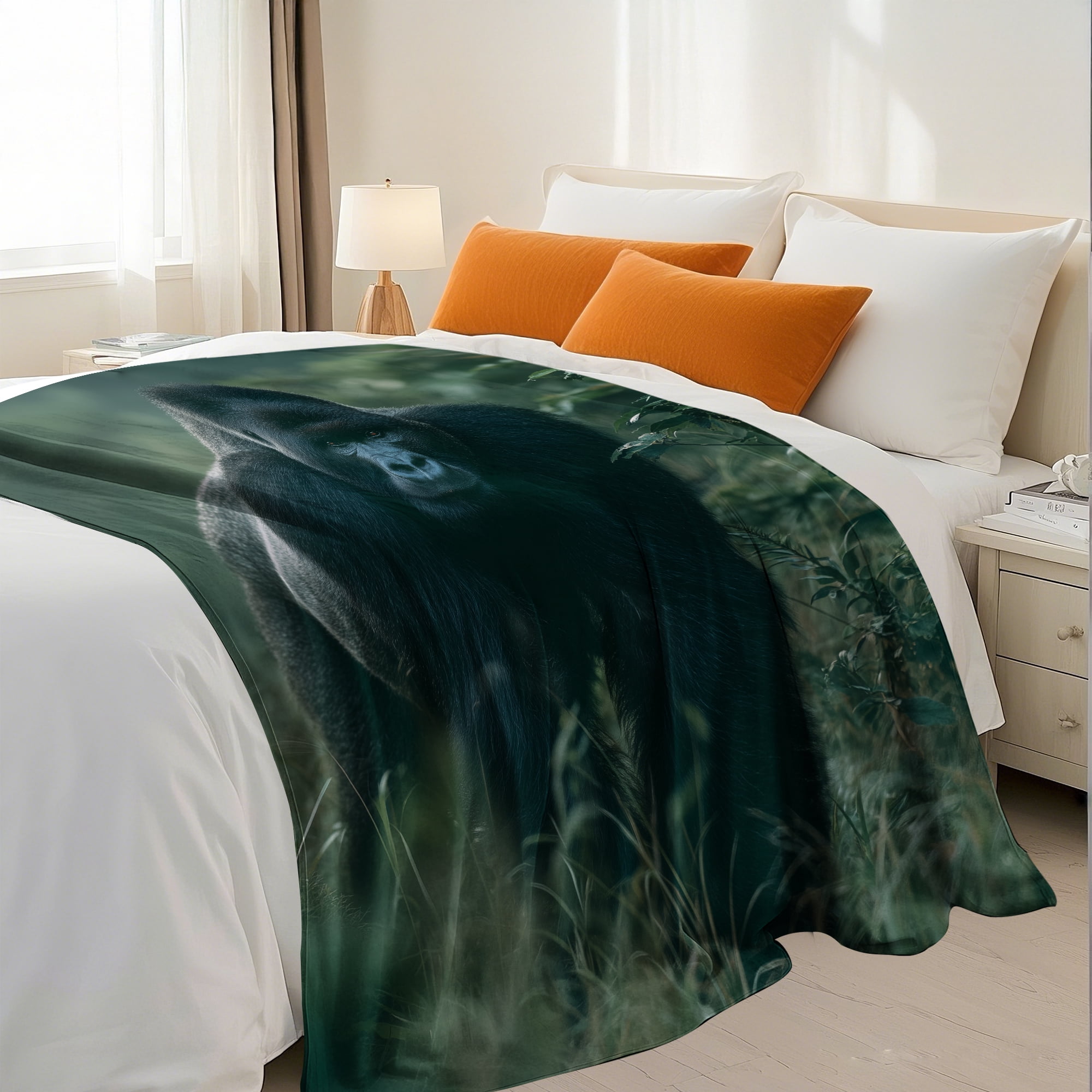 Flannel Fleece Throw Blanket, Soft Large Throw Blanket, Lightweight Cozy Plush Throw Blanket Fit Sofa Bed, 40"x50", Gorillas