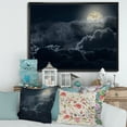 thumbnail image 2 of Designart 'Cloudy Full Moon Night With Stars' Nautical & Coastal Framed Canvas Wall Art Print, 2 of 5
