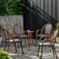 thumbnail image 2 of Symonds Outdoor French Bistro Chairs, Set of 4, Navy Blue, White, and Brown Wood, 2 of 7