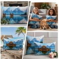 thumbnail image 5 of Blue Mountain Outdoor Waterproof Pillow Covers, Forest Modern Art Pastoral Decorative Square Throw Pillowcase Sofa Cushion Sham for Patio/Couch/Chair, 26"x26" 2 Pack, 5 of 8