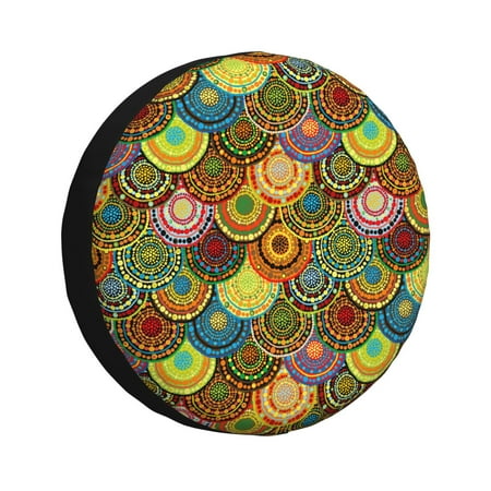 Zeuib Colorful Circle Tire Cover Wheel Cover Spare Tire Cover Anti-UV Waterproof spare tire cover for Trailers RV Truck and Camper-16 inch