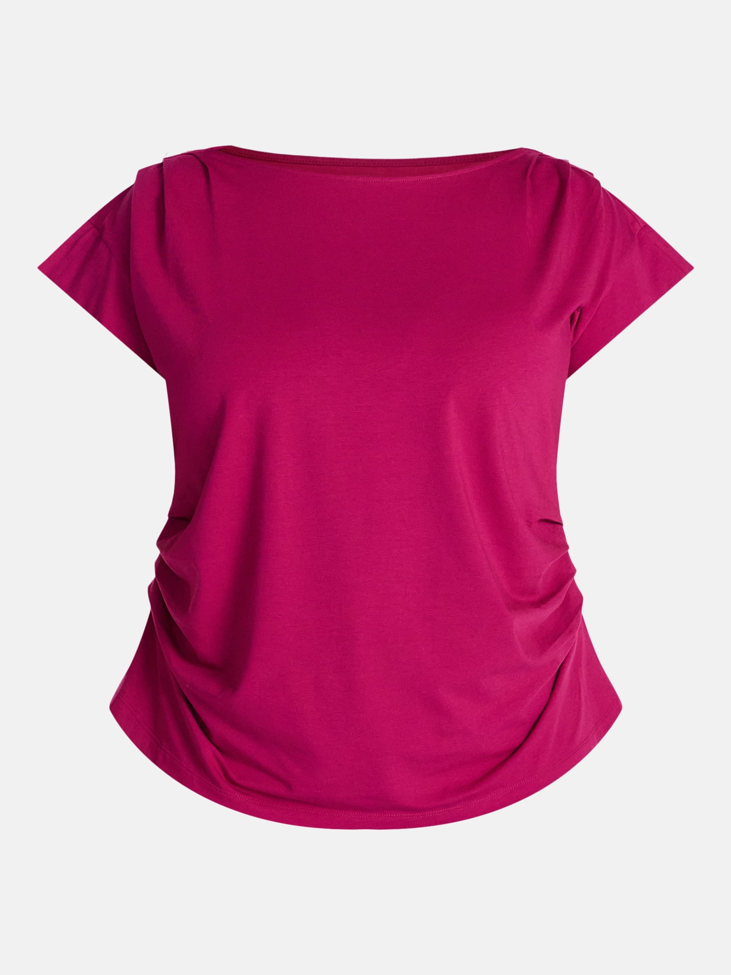 Terra & Sky Women’s Plus Pleated Shoulder Top with Short Sleeve, Size 0X-5X