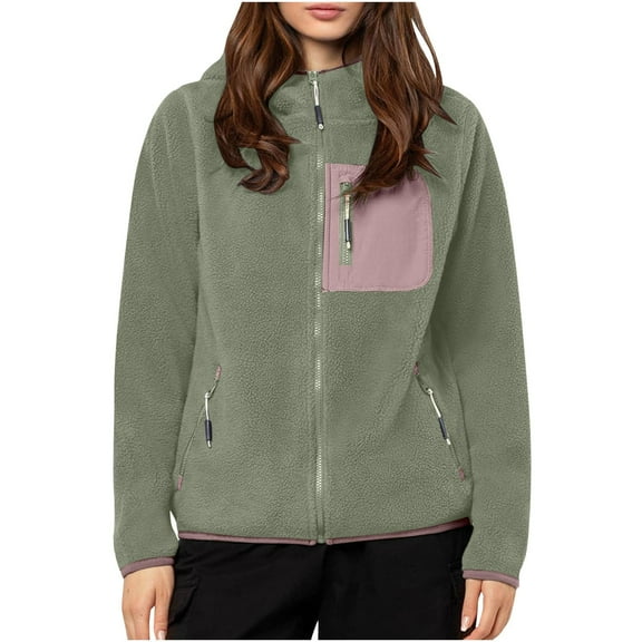 Inleife winter coats for women women's new trendy long sleeved plush pocket tops coat