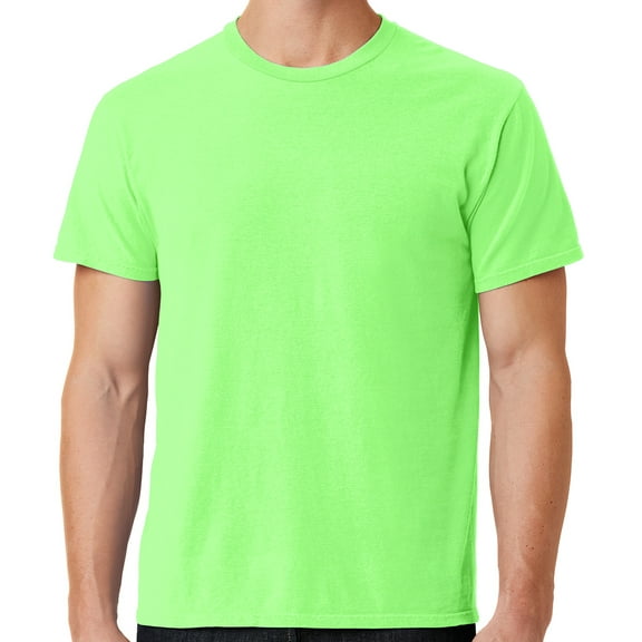 Mens Soft Pigment Dyed Cotton Tee Shirt, XL Neon Green