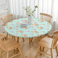 thumbnail image 3 of Round Fitted Tablecloth with Elastic Edges Fits 36"-44" Round Tables Pioneer Colorful Floral Waterproof Table Cover Washable Indoor and Outdoor for Party Kitchen Dinner Banquet Patio Picnic, 3 of 7