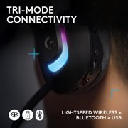 Logitech G522 LIGHTSPEED Wireless Gaming Headset, LIGHTSYNC RGB, Full Bandwidth Mic, Advanced Synchronized Audio, Tri-Connectivity with LIGHTSPEED, Bluetooth, Black