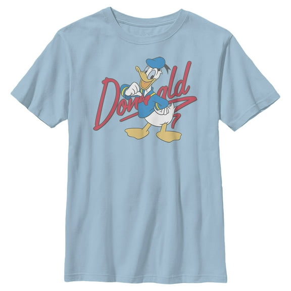 Boy's Mickey & Friends Donald Duck Signature  Graphic Tee Light Blue Medium
