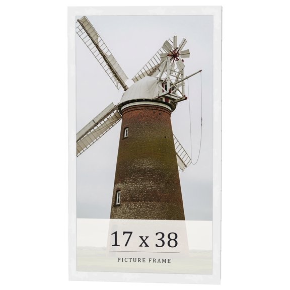 17x38 Frame White Real Wood Picture Frame Width 0.75 inches | Interior Frame Depth 0.5 inches |