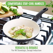 GreenLife 16 Piece Nonstick Cookware Set, Soft Grip Non-Toxic, Dishwasher Safe, Black & Cream