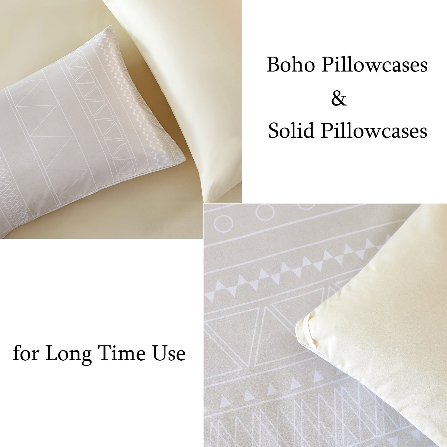 RYNGHIPY Boho Comforter Set Full Vintage 8-Pieces Cream Striped Bedding Sets Soft Microfiber Geometric Print Bed in a Bag for All Season (Cream, Full)