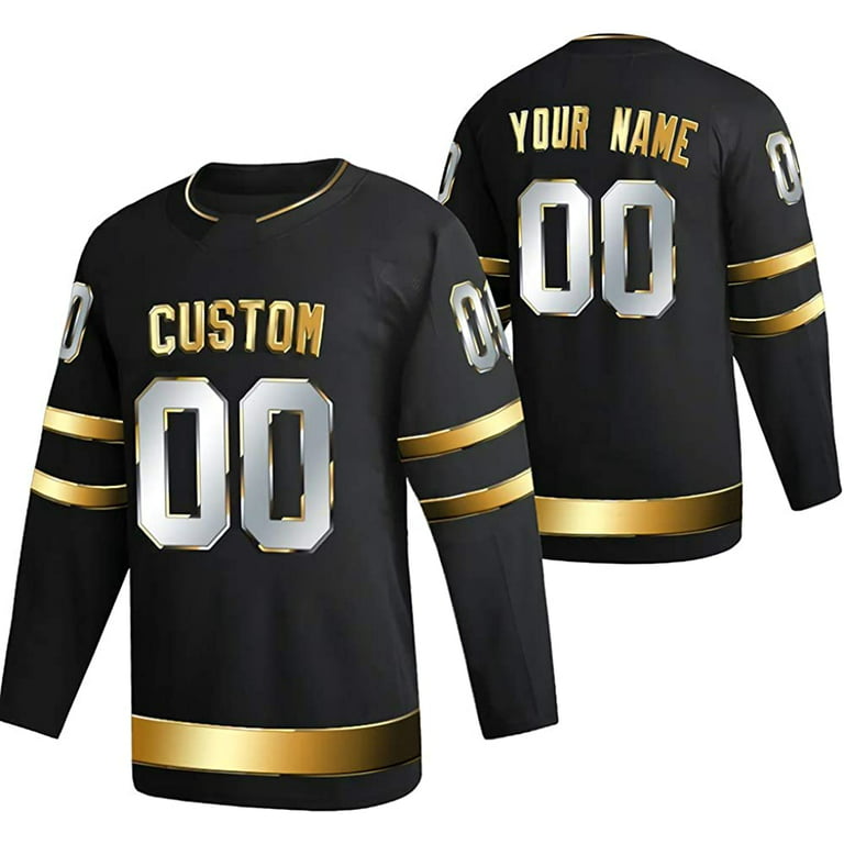 Black Custom Ice Hockey Jersey for Men Women Youth S-8XL Authentic Stitched  Name & Numbers - Make Your Own 