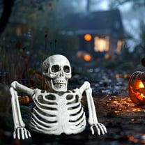 NOBRAND Halloween Decoration Outdoor Tabletop White Plastic Half Skeleton Halloween Prop Decoration