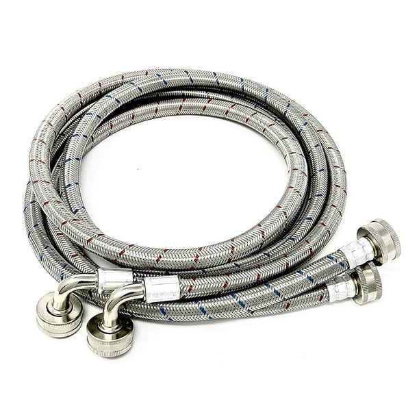 2Pack Premium Stainless Steel Washing Machine Hoses 6 FT NoLead