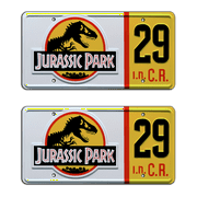 Jurassic Park | 1993 Jeep Wrangler Sahara | #29 | Metal Stamped Replica Prop License Plate Combo