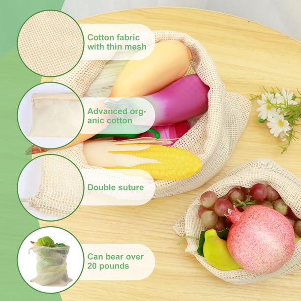 Storage Bags Fabric Vegetable Bags Pristu 100% Cotton Set Of