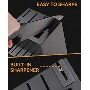knife set, 15 Pcs Black knife sets for kitchen with block Self Sharpening, Dishwasher Safe, 6 Steak Knives, Anti-slip handle