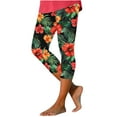 thumbnail image 2 of SELONE Capri Leggings for Women Yoga Crop High Waisted Plus Size Gym Leggings Summer Pants Curvy Slim Casual Vacation Pants Pull on Flowers Lightweight Comfy Multicolor 3XL Breathable Beach Pants, 2 of 5