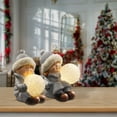 thumbnail image 2 of National Tree Set of 2 Gray and White LED Lighted Kids Tabletop Decor 5.5", 2 of 3