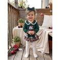 thumbnail image 6 of RUINIXCW Newborn Baby Girl My First Christmas Outfit Infant Bay Girls Fall Winter Clothes Peter Pan Collar Long Sleeve Romper Plaid Ruffled Skirt Headband Set, 6 of 10