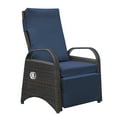 thumbnail image 3 of Outdoor PE Wicker Recliner Lounge Chair (Adjustable Mechanism, Removable Cushion, Ergonomic, Navy Blue), 3 of 5
