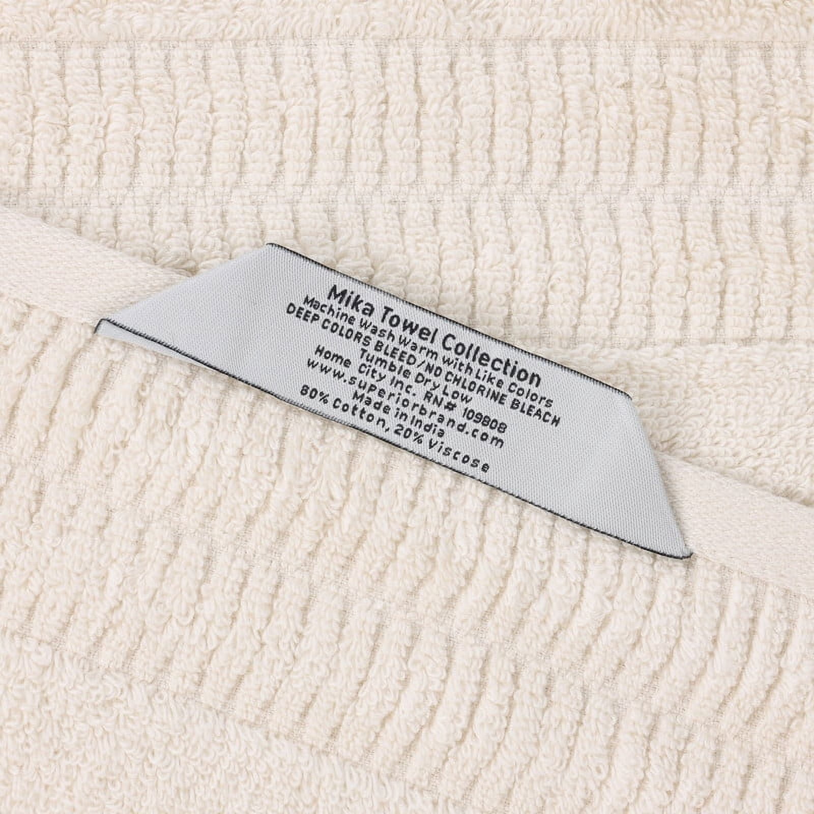 Superior Mika Smart Twist Cotton Medium Weight 12 Piece Towel Set, Quick Dry Towels, Ivory