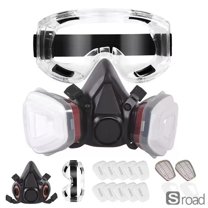 Reusable Half Face Respirator Mask, 6200 Series With Multi-Purpose Cartridges For Organic Vapor, Acid Gas, Ammonia & P100 Dust Protection - For Painting, Woodworking, Chemicals