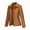 Khaki, variant on Faux PU Leather Jacket for Women Long Sleeve Stretch Lapel Collar Zip Up Cropped Jackets with Pockets Outerwear