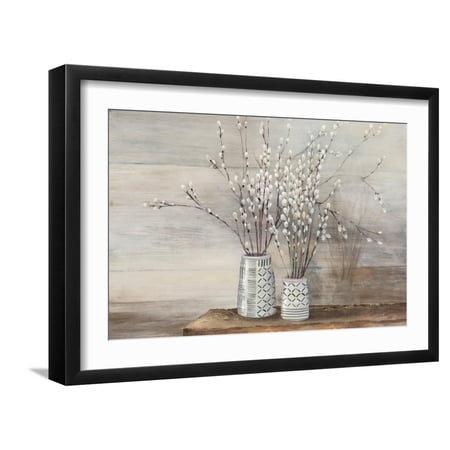 Art.com Pussy Willow Still Life with Designs Art Print by Julia Purinton, Black Frame Wall Art, 23" x 17"