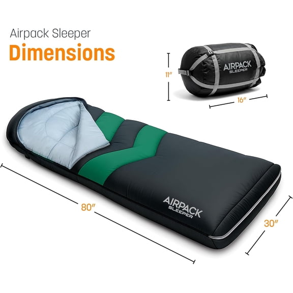 Rangland AirPack Sleeper with Built-in Air Mattress - All-in-One Inflatable Sleeping Pad and Zip-Up Blanket for Camping