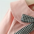 thumbnail image 2 of Yidarton 2022 new children's thin section jacket autumn and winter girls small baby Korean version of solid color plaid bow tie trench coat, 2 of 8