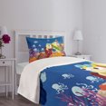 thumbnail image 5 of Ambesonne Cartoon Quilted Bedspread Set 2 Pcs, Turtle, Twin Size, Multicolor, 5 of 6