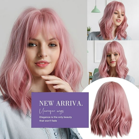 DOPI Long Wig Silk Pink High Temperature Fashion Synthetic Hair Women Hair Hair Care