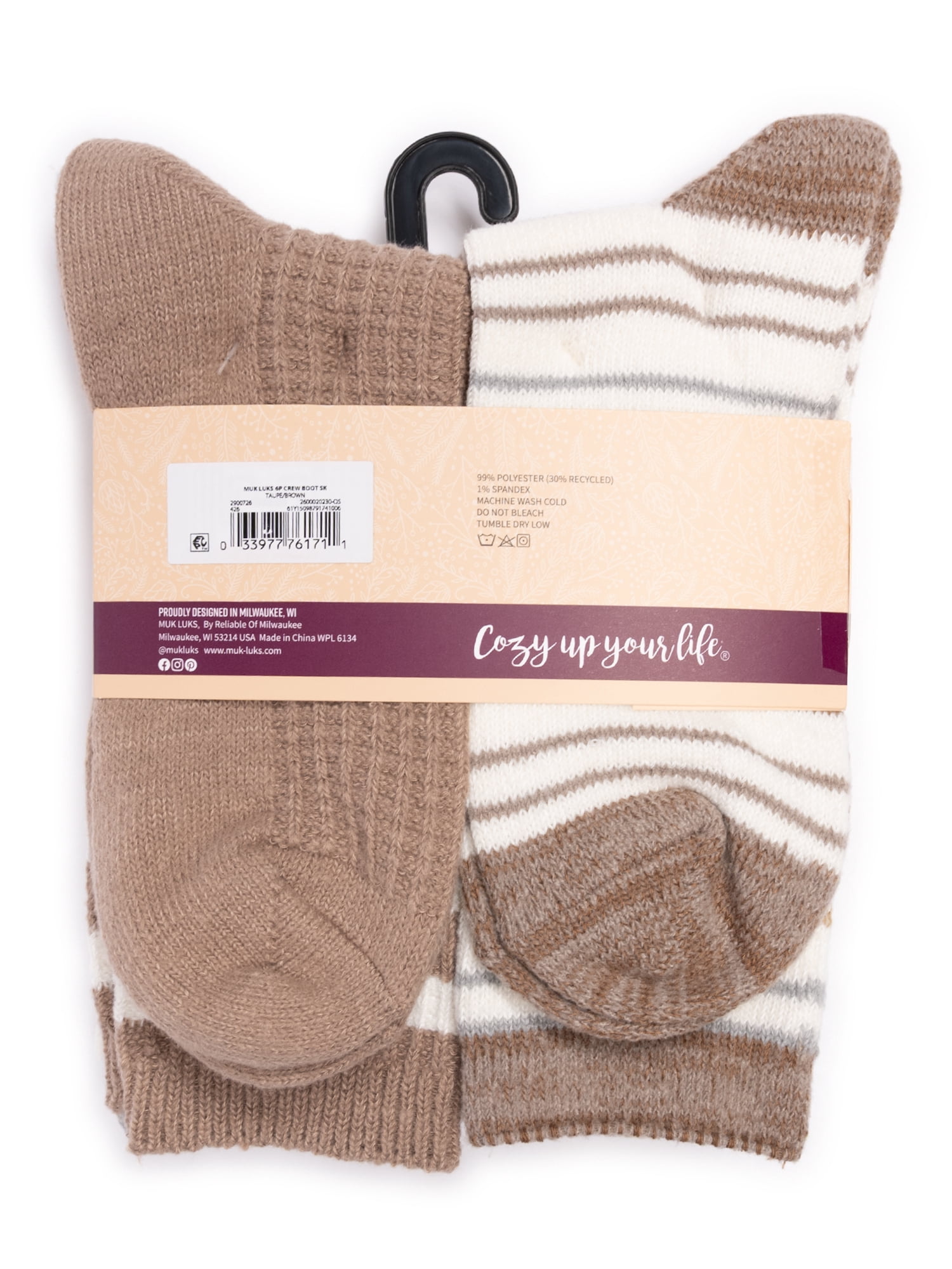 MUK LUKS Women's Fluffy Dream Crew Socks, 6-Pack, One Size