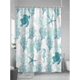 thumbnail image 5 of Turquoise Coastal Long Shower Curtain Set, Waterproof Shower Curtains for Bathroom, Sea Turtle Nautical Coral Summer Beach Washable Fabric Cloth Bath Curtain for Bathtub with Hooks 72x84 Inches, 5 of 6