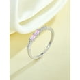 thumbnail image 4 of PYNZY 925 Sterling Silver Statement Stackable Rings for Women, Square Created Pink Tourmaline Birthstone Wedding Engagement Rings for Women Jewelry Gift Size 7, 4 of 6