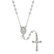 Brilliance Fine Jewelry Sterling Silver Crystal Rosary Rhodium Plated Necklace 26"