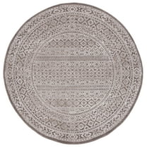 SAFAVIEH Toscana Roger Oriental Polyester Area Rug, Ivory/Brown, 6'7" x 6'7" Round