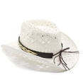 thumbnail image 6 of OJSFQUFP Cowboy Hat Cow Girl Hat Cowboy Hats for Women/Mens/Straw Wide with Shapeable Brim Cowboy Hat for Womens/White, 6 of 7