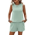 thumbnail image 2 of ZZwxWA Women's 2 Piece Summer Cozy Knit Set Ribbed Sleeveless Tank Top Soft Matching Shorts Beach Vacation Outfits Womens Workout Athletic Suits My Order, 2 of 7