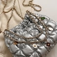thumbnail image 4 of Bolso de mano de nube para mujer Bolso de mano de PU de color sólido Bolso casuales (Plata), 4 of 8