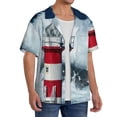 thumbnail image 2 of Daiia Circular Lighthouse Men's Linen Shirts Short Sleeve Casual Shirts Button Down Shirt for Men Beach Summer Wedding Shirt-XX-Large, 2 of 6