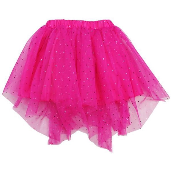 Wenchoice Hot Pink Glitter Uneven Tutu Skirt Girl'S Xl(7Y-8Y)