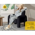 thumbnail image 3 of SEYNAR Modern Sherpa Accent Chair, Teddy Upholstered Armchair Single Sofa, Cozy Fluffy Reading Chair for Living Room, Bedrooms, Corner(Black), 3 of 6