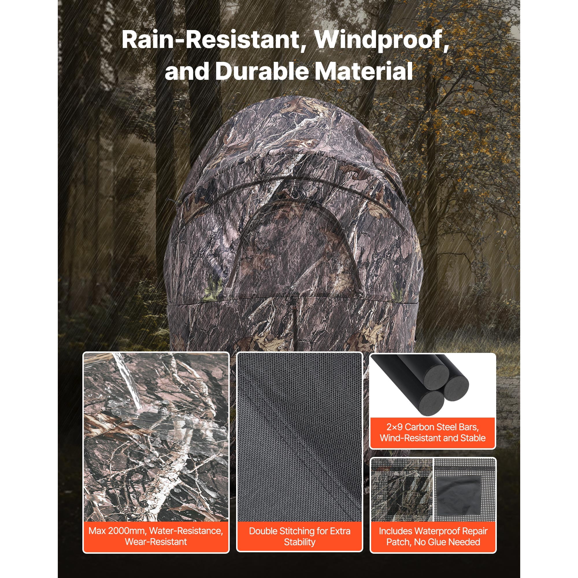 KFFKFF Portable Hunting Blind for One Person, Camouflage Tent with Carrying Bag, Durable Concealed Shelter Featuring Silent Zipper Door and Window, Ideal for Turkey and Deer Hunting