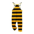 thumbnail image 3 of Odeerbi Kids Girls Summer Jumpsuit Striped Bib Overalls Casual Sleeveless Rompers Long Pants with Pockets 5-14 Years Orange, 3 of 5