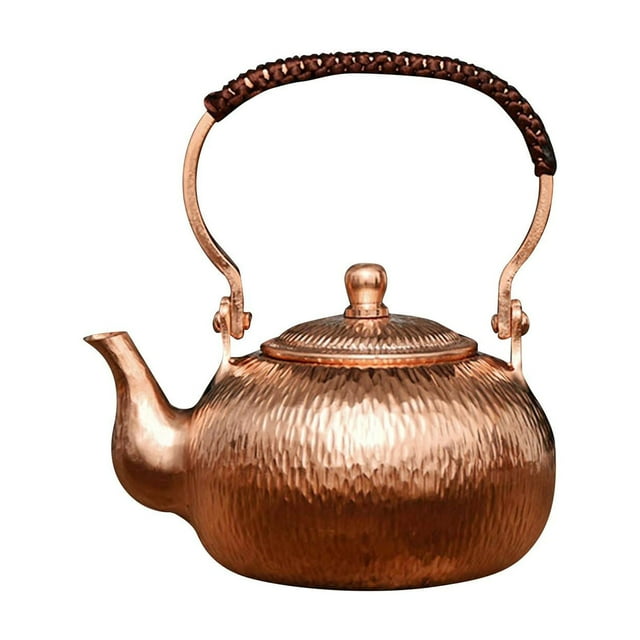 DOLITY Stovetop Teapot Beverage Jug Multifunctional Copper Tea Kettle for Tea Party Vertical grain
