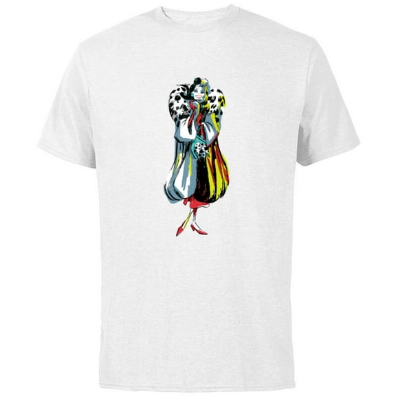 Disney Cruella De Vil Stylized T-Shirt - Short Sleeve Cotton T-Shirt for Adults - Customized-White