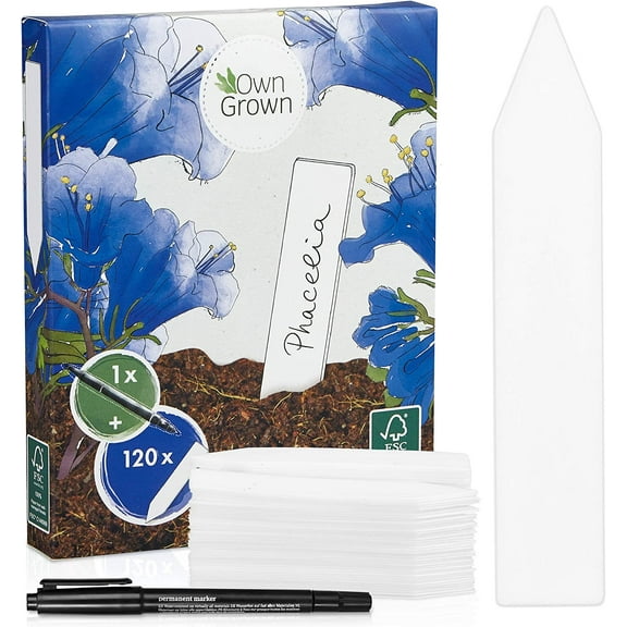 Plant Markers: 120 Plastic Plant Name Tags and Weatherproof Marker Pen – Plant Labels Wooden – Seedling Labels – Gardening Name Tags by OwnGrown